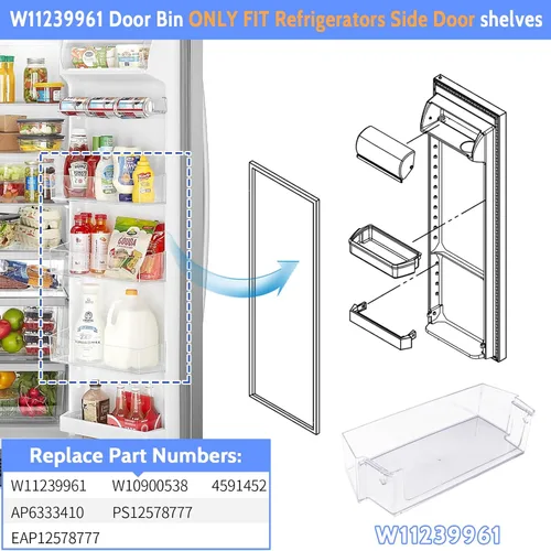 Vista 2 de Wadoy W11239961 - Contenedor de repuesto para puerta de refrigerador Whirlpool lado a lado, compatible con WRS325SDHZ WRS325SDHZ00 WRS325SDHZ05