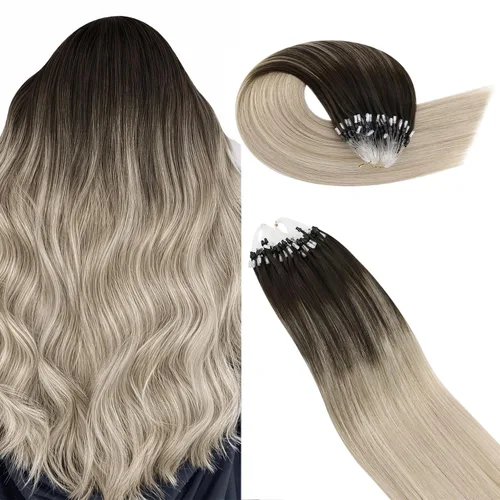 Vista 67 de Ugeat - Extensiones de cabello humano con microanillo, 14 pulgadas, extensiones de cabello Remy con microcuentas de 1 gm/hebra, 50 gms, extensiones
