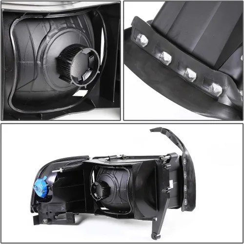 Vista 3 de DNA MOTORING HL-OH-DR944P-BK-AM Montaje para luz delantera, para el lado del piloto y del acompañante, color negro/ámbar