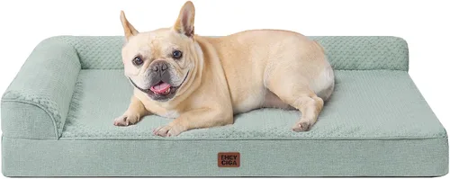 Vista 27 de EHEYCIGA - Cama ortopédica para perros de tamaño mediano, cama de espuma viscoelástica para perros, color beige Small Dog Sofa with Washable
