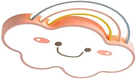 Vista 3 de LITFAD Lámpara de techo LED pequeña de acrílico con diseño de nube de arco iris, diseño de cara sonriente con personalidad creativa y moderna