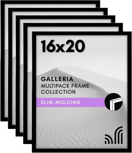 Vista 20 de Americanflat Portarretratos de 3 x 5 con plexiglás pulido, juego de 5 unidades, colección Galleria, marcos para mesa y pared, color negro