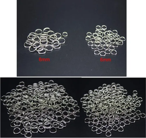 Vista 4 de 200 piezas de anillos divididos de metal de 0.236 in chapado en níquel pequeño llavero parte de anillo para manualidades de adorno, plata