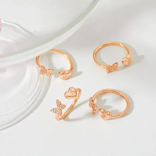 Vista 7 de Sora Tuki Anillo con inicial para mujer, anillo de letra de oro, anillos con inicial de plata para adolescentes y niñas, anillos ajustables de oro