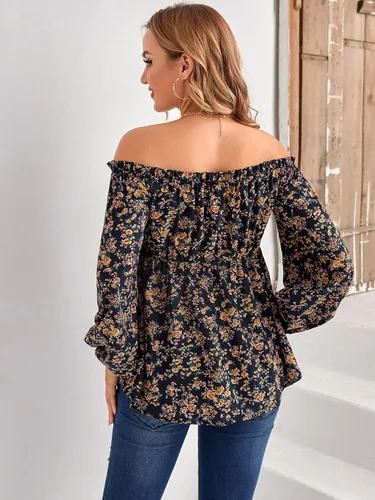 Vista 2 de Floerns Ditsy - Blusa de maternidad con hombros descubiertos para mujer