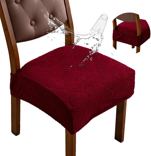 Vista 22 de Fundas de asiento para silla de comedor, extraíbles y lavables, juego de 2, fundas de cojín de asiento de silla de jacquard, protectores