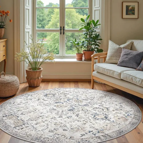 Vista 236 de jinchan Lima - Alfombra simétrica floral geométrica lavable, alfombra de entrada de medio círculo de 2 x 3, alfombra de media luna, suave y Azul