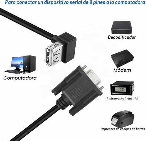Vista 6 de MEIRIYFA Cable adaptador USB hembra a RS-232 DB9 hembra, USB 2.0 a Serial RS232 DB9 (9 pines) Cable convertidor para caja registradora, módem