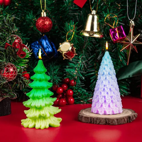 Vista 2 de Molde de vela de árbol de Navidad 3D, 2 piezas de silicona