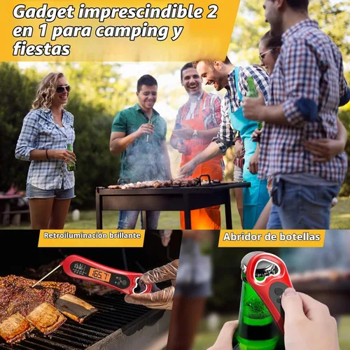 Vista 3 de Termómetro digital de carne, termómetro de carne de lectura instantánea para parrilla y cocina, con abridor de botellas, termómetro de alimentos