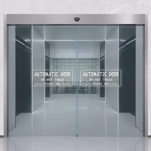 Vista 2 de Adhesivo automático para puerta corredera de vinilo de 4 x 10 pulgadas frontal autoadhesivo con texto en inglés "Do Not Touch Warning Caution