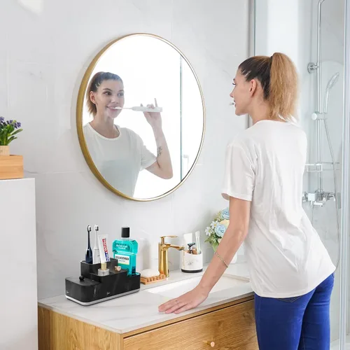 Vista 2 de VITVITI Organizador de mostrador de baño, soporte para cepillo de dientes para baño, organizador de baño de resina, almacenamiento de encimera