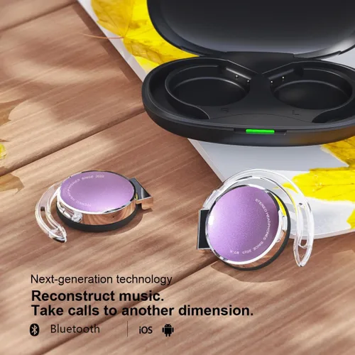 Vista 6 de Auriculares inalámbricos con ganchos para las orejas con clip Bluetooth 5.3 en la oreja, auriculares inalámbricos de oreja abierta, auriculares
