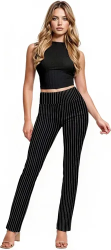 Vista 10 de Hybrid & Company - Pantalones de oficina Millennium ajustados con corte para bota para mujer 10768-negroblanco