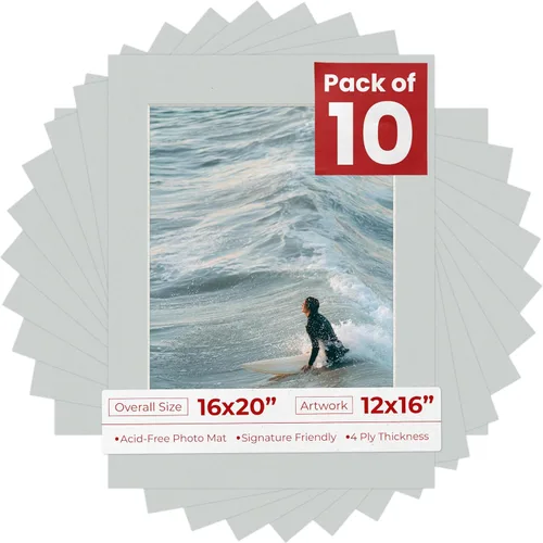 Vista 175 de Tapete de 16 x 20 pulgadas para fotos de 12 x 16 pulgadas, precortado marrón roble envejecido para marcos de 16 x 20 pulgadas, corte biselado mate