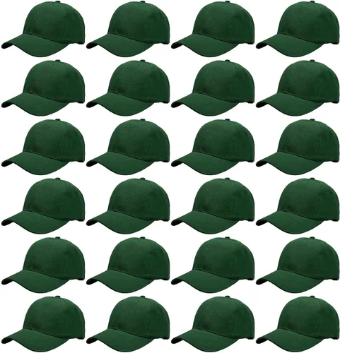 Vista 17 de Falari - 24/144 unidades de gorra de béisbol unisex, lisa y de tamaño ajustable, venta al por mayor Paquete de 144 verde militar