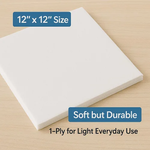 Vista 4 de Paquete de 750 servilletas de papel blanco – 12 x 12 pulgadas, desechables de 1 capa ecológicas (100% recicladas) y servilletas a granel a base