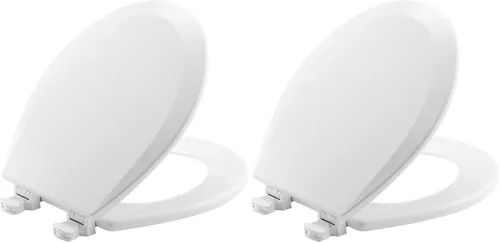Vista 12 de Bemis 500EC Asiento de inodoro de madera duradera con bisagras de fácil limpieza, fabricado en Estados Unidos, redondo, color blanco Durable
