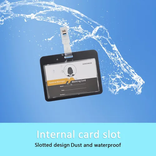 Vista 6 de Paquete de 3 soportes horizontales para tarjetas de identificación transparentes de doble cara, impermeable, resistente, para tarjetas