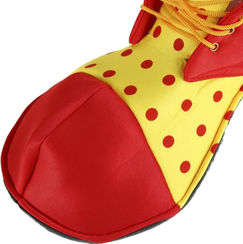 Vista 6 de BinaryABC Zapatos de payaso para disfraz de Halloween, accesorios de disfraz de payaso (rojo amarillo)