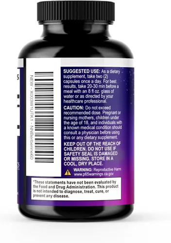Vista 8 de Berberine HCL Blend 1200mg por porción – Alta absorción, suplemento de berberina extra fuerte – Salud avanzada del corazón y apoyo inmunológico