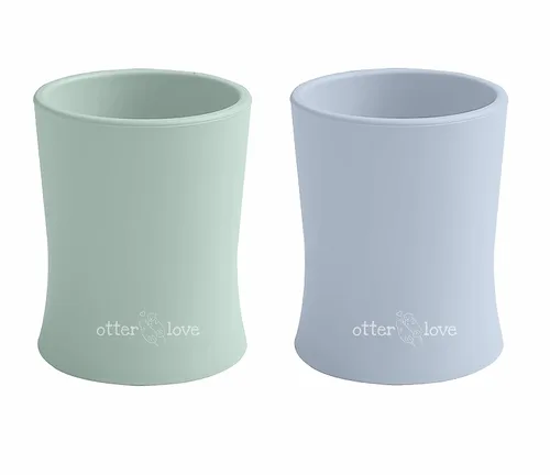 Vista 5 de otterlove Taza de entrenamiento de silicona para bebés y niños pequeños, aprobada por OT pediátrica, 100% silicona LFGB pura de platino, irrompible