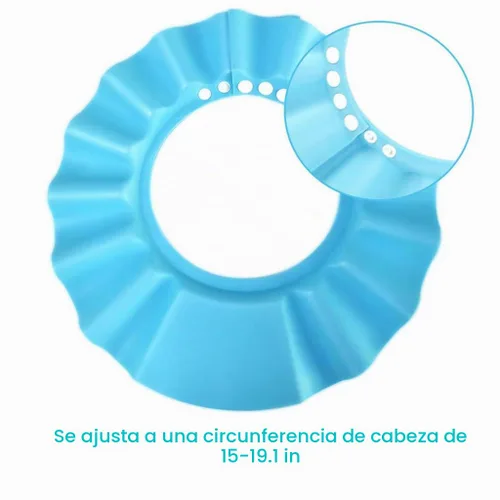 Vista 3 de Gorro de ducha seguro para champú, baño, protección, gorra de baño suave con visera ajustable para bebé, niño, niños... (Azul)