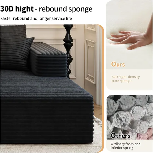 Vista 5 de Sofá seccional modular Cloud de 107.5 pulgadas con 1 otomana, sofás tapizados modernos minimalistas, cómodo sofá en forma de U para sala de estar