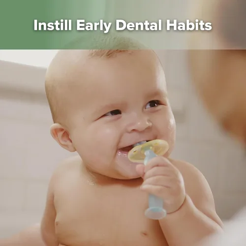 Vista 2 de haakaa Cepillo de dientes para bebé de 360° con base de succión - Limpieza suave para entrenamiento de autocepillado de niños pequeños, silicona