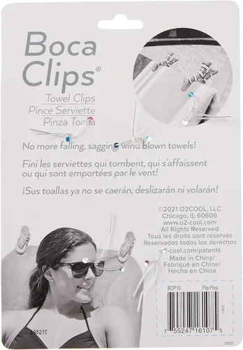 Vista 5 de O2COOL BocaClips - Clips para toallas de playa para sillas, patio y piscina Flip Flop azul