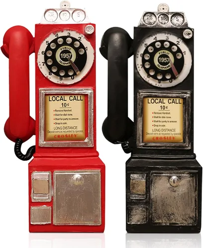 Vista 11 de Modelo de teléfono vintage – 3.74 pulgadas de largo x 2.95 pulgadas de ancho x 11.4 pulgadas de alto, accesorios de teléfono fijo antiguo negro