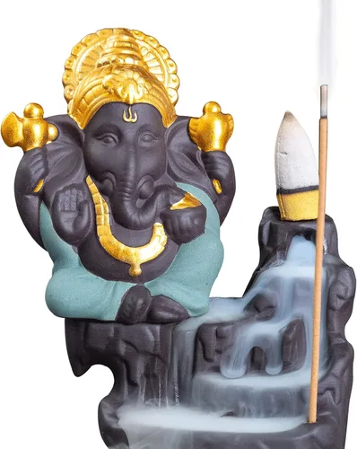 Vista 8 de Mini estatua de Ganesha, estatua de Ganapati Ganesh en soportes de incienso, ídolo de Ganpati, estatua de Ganesha, figura de Ganesha, Dios elefante