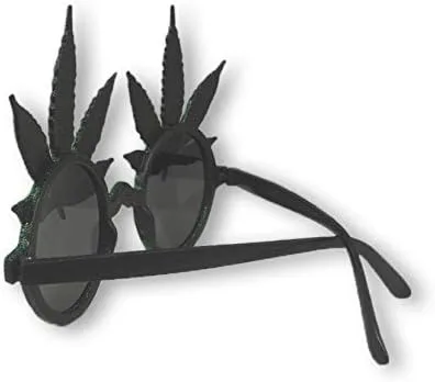 Vista 3 de Gafas de sol novedosas con purpurina de marihuana Pot Leaf