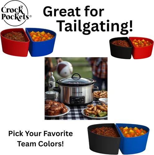 Vista 10 de CrockPockets® Divisores Reutilizables de Silicona para Olla de Cocción Lenta – Juego de Divisores de 6Qt (Paquete de 2), Antiadherente, Resistente a