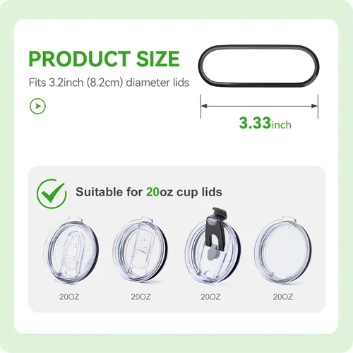 Vista 3 de Anillo de sellado de silicona de repuesto para tapas de vaso de acero inoxidable aisladas de 20 onzas, sellos de tapa de vaso de repuesto para Yeti