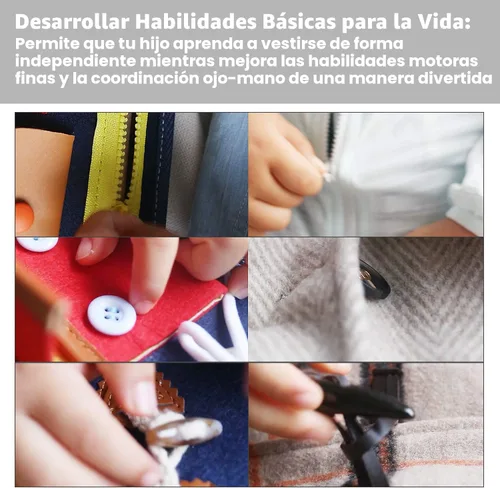 Vista 6 de Esjay Tablero Ocupado para Niños Pequeños, Tablero Sensorial para Habilidades Motoras Finas, Juguetes Montessori Actividades para Niños Pequeños