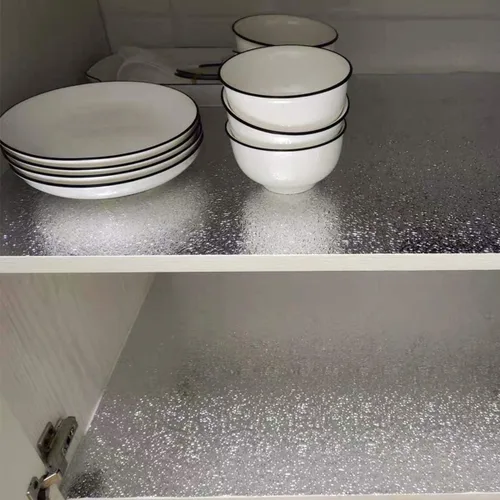 Vista 5 de BAYYA - Pegatinas de papel tapiz para salpicaduras de cocina plateado, hoja de aluminio con papel adhesivo para despegar y pegar, autoadhesivo