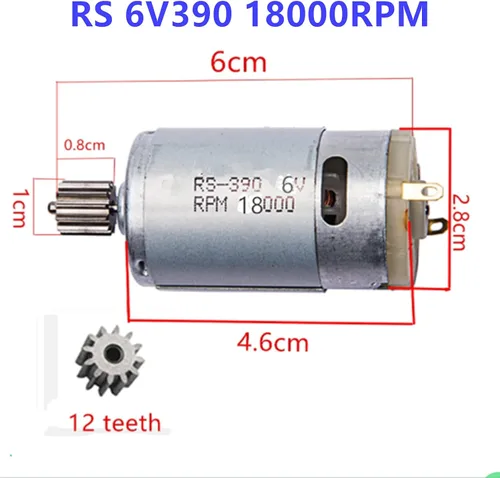 Vista 2 de 6V390 18000RPM Motor eléctrico universal RS390 6V Motor Drive Accesorio de motor para niños paseo en coches niños paseo en juguetes piezas