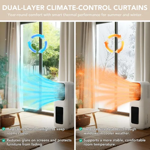Vista 109 de Deconovo Cortinas opacas 100% con forro negro, cortinas con ojales aisladas térmicamente que reducen el ruido, doble capa para oscurecer