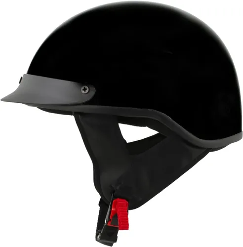 Vista 6 de Milwaukee Helmets MPH9719DOT - Casco de media motocicleta con diseño de lunares 'Momentum', negro brillante, para hombres y mujeres, con visera
