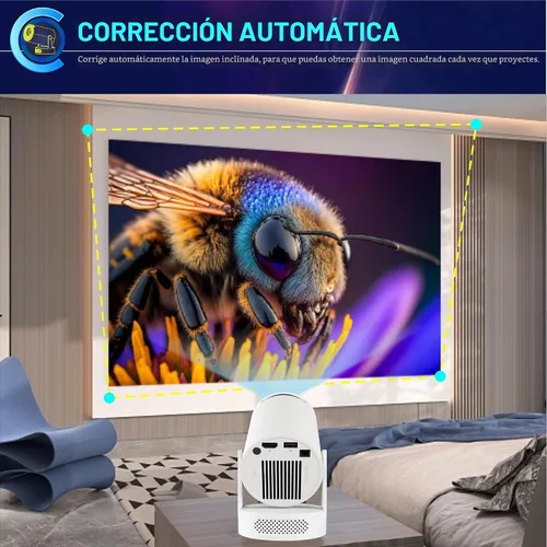 Vista 6 de Mini proyector portátil con alcance ultra corto, WiFi 6 y Bluetooth 5.4, soporte 4K, proyector inteligente Android 11 con más de 4000 aplicaciones