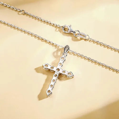 Vista 8 de Carleen Yellow Gold Plated Sterling Silver Cubic Zirconia CZ Simulated Diamond Cross Crucifix Pendant Necklace Jewelry Easter Gift for Women Girls