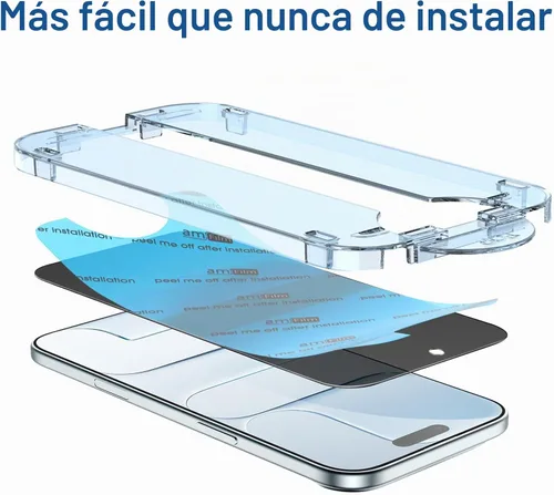 Vista 4 de amFilm Protector de pantalla OneTouch Privacy para iPhone Air 17 de 6.5'' + Protector de lente de cámara Instalación con alineación automática