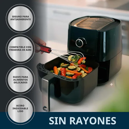 Vista 5 de Batidor plano y pinzas para cocinar: herramienta de cocina multiusos para batir huevos, pinzas para ensalada, barbacoa, batidor para cocinar Negro