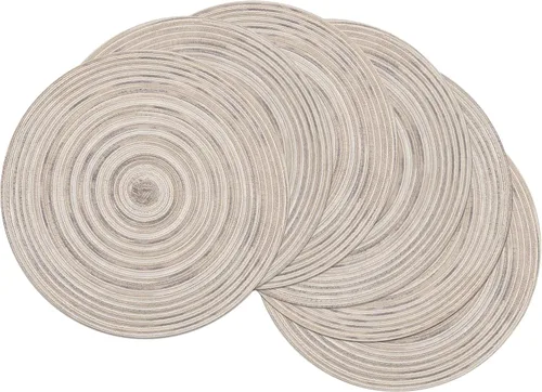 Vista 40 de SHACOS Juego de 4 manteles individuales redondos lavables de 15 pulgadas, de algodón, poliéster, trenzados, para mesa de comedor, boda, decoración