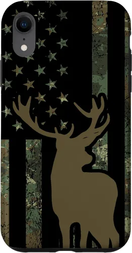 Vista 23 de Funda de camuflaje para iPhone 13 con diseño de alce y caza de bandera americana
