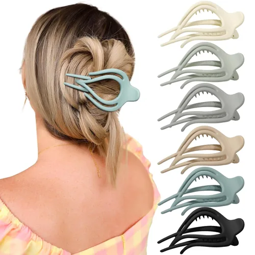 Vista 11 de Pinzas de pelo planas French Concord - 6 piezas, pinzas de pelo curvas sin deslizamiento, pinzas de agarre para volumen, pinzas de pelo para mujeres