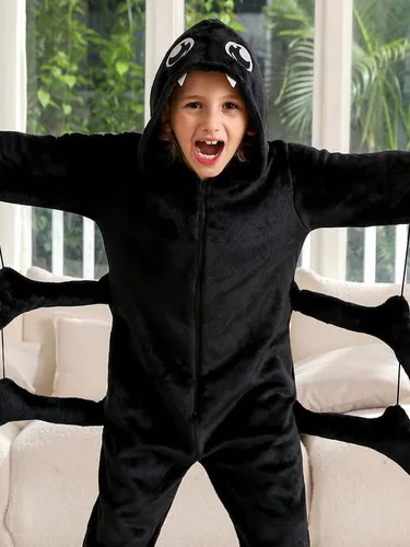 Vista 3 de Enterizo unisex de Halloween con capucha y cremallera, para niños de 4 a 12 años