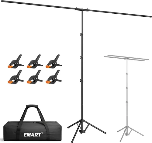 Vista 8 de EMART Soporte de fondo portátil en forma de T de 3 x 6.5 pies con pantalla verde ajustable para fotografía, sesiones de fotos, fiestas y zoom
