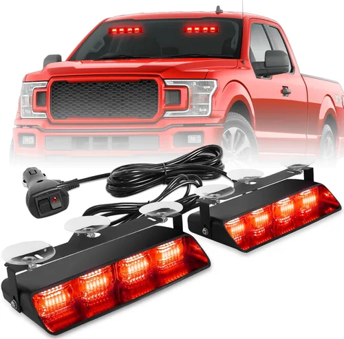 Vista 8 de HLauto 2002L Luces estroboscópicas de emergencia para salpicadero: luces de seguridad ámbar, luces de advertencia intermitentes para parabrisas